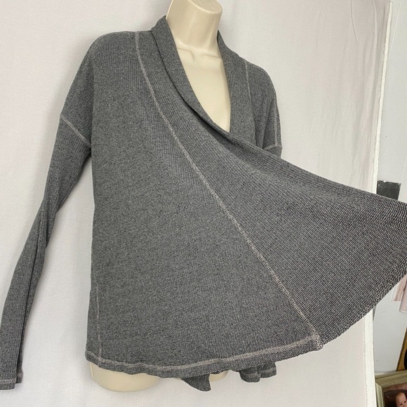 Three Dot Cardigan Sweater Womens Medium Gray Shaker Knit Open Front Minimal - Picture 4 of 14